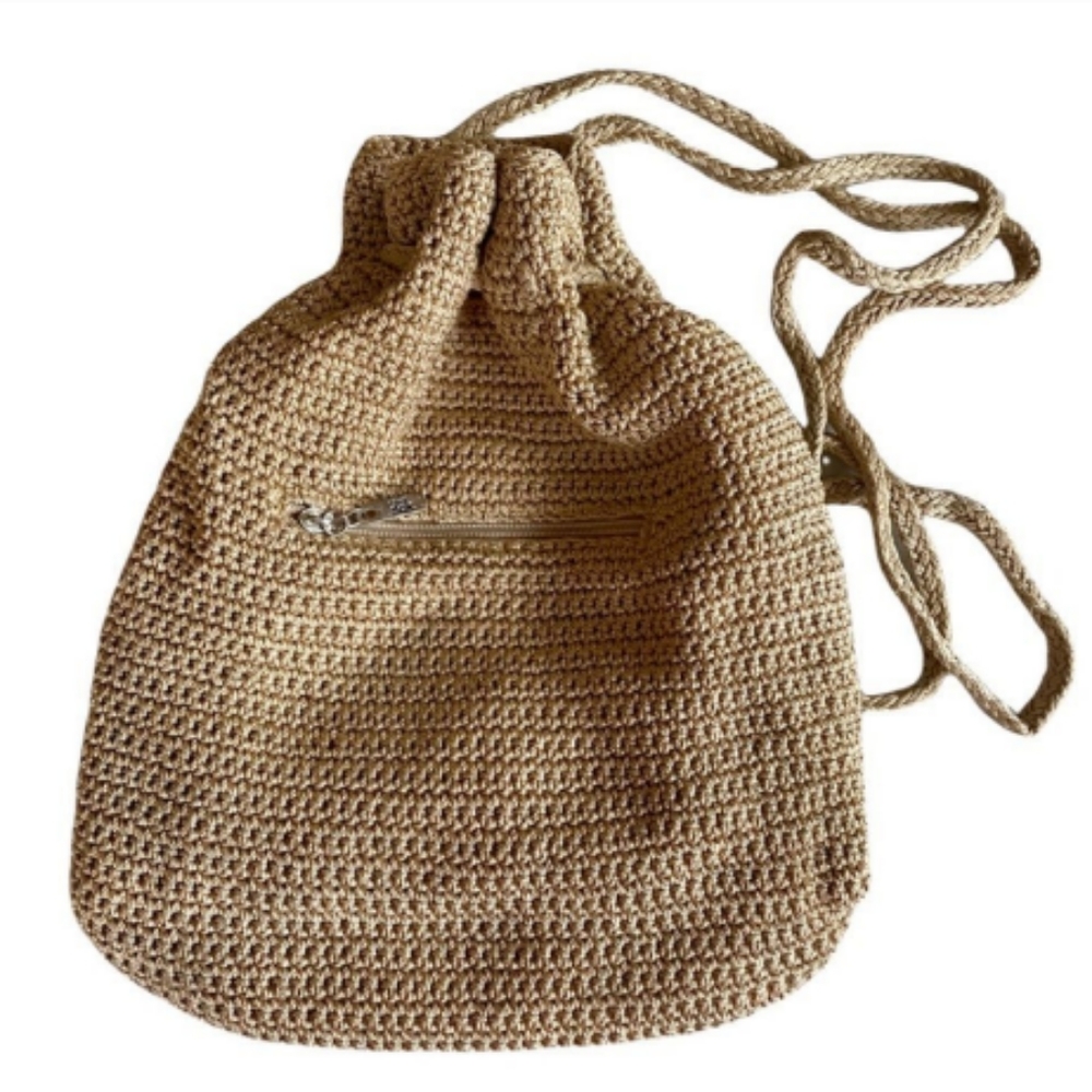 The Sak Crochet Backpack  Purse Taupe Brown